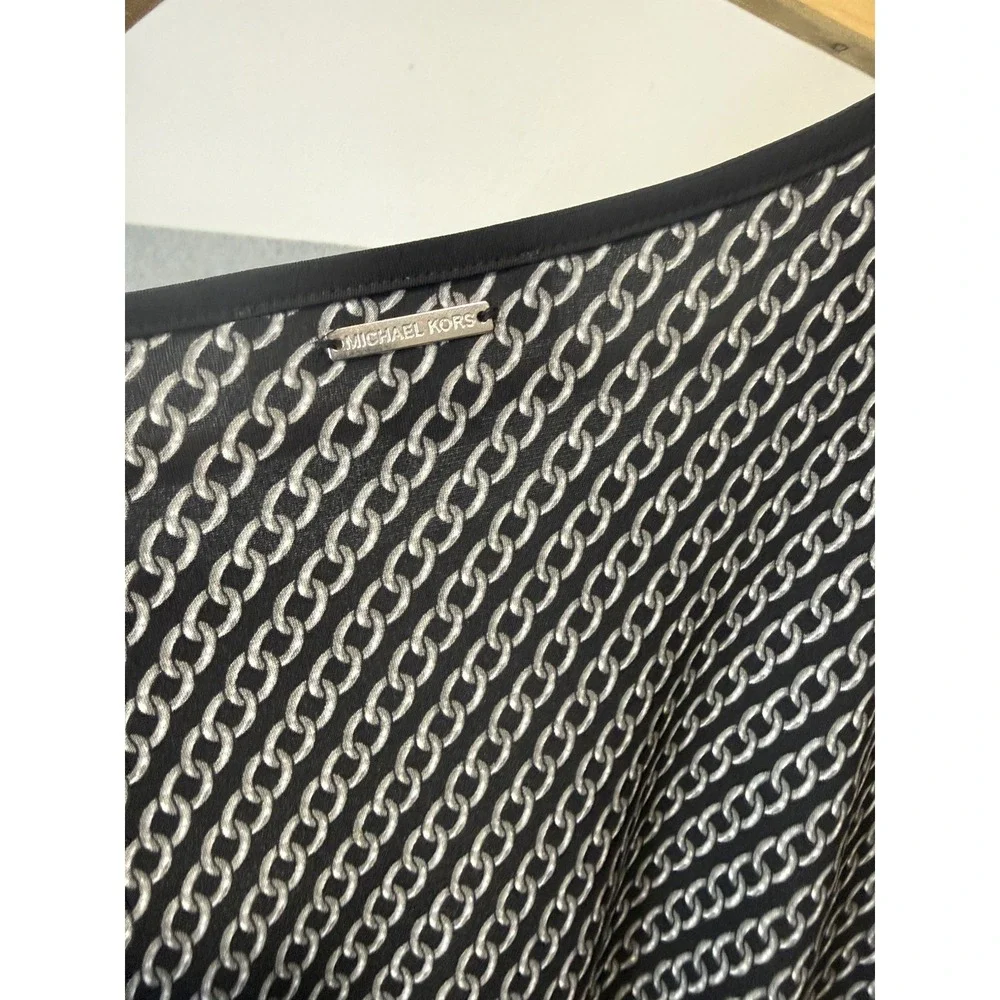Michael Kors Top Womens 1X Black & Silver Chain Link Casual Career Party Shirt